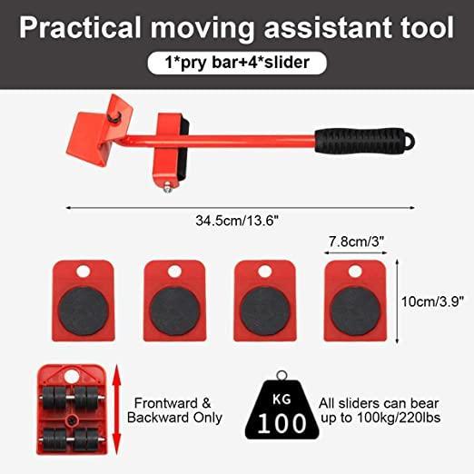 Heavy Duty Furniture Shifting Lifting Moving Tool with Wheel Pads